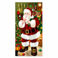 Christmas Door Cover - Santa & Reindeer Stretch Fabric Door Banner with 4-Side Elastic Edges, DIY Door Handle Cutout, Slip-On Front Door Holiday Decor