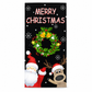 Christmas Door Cover - Santa & Reindeer Stretch Fabric Door Banner with 4-Side Elastic Edges, DIY Door Handle Cutout, Slip-On Front Door Holiday Decor