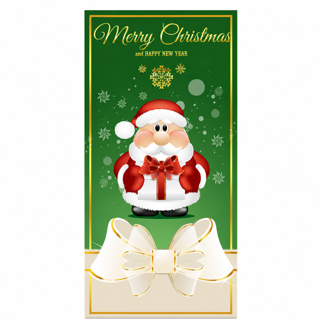 Christmas Door Cover - Santa & Reindeer Stretch Fabric Door Banner with 4-Side Elastic Edges, DIY Door Handle Cutout, Slip-On Front Door Holiday Decor