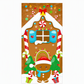 Christmas Door Cover - Santa & Reindeer Stretch Fabric Door Banner with 4-Side Elastic Edges, DIY Door Handle Cutout, Slip-On Front Door Holiday Decor