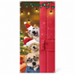 Christmas Door Cover - Santa & Reindeer Stretch Fabric Door Banner with 4-Side Elastic Edges, DIY Door Handle Cutout, Slip-On Front Door Holiday Decor