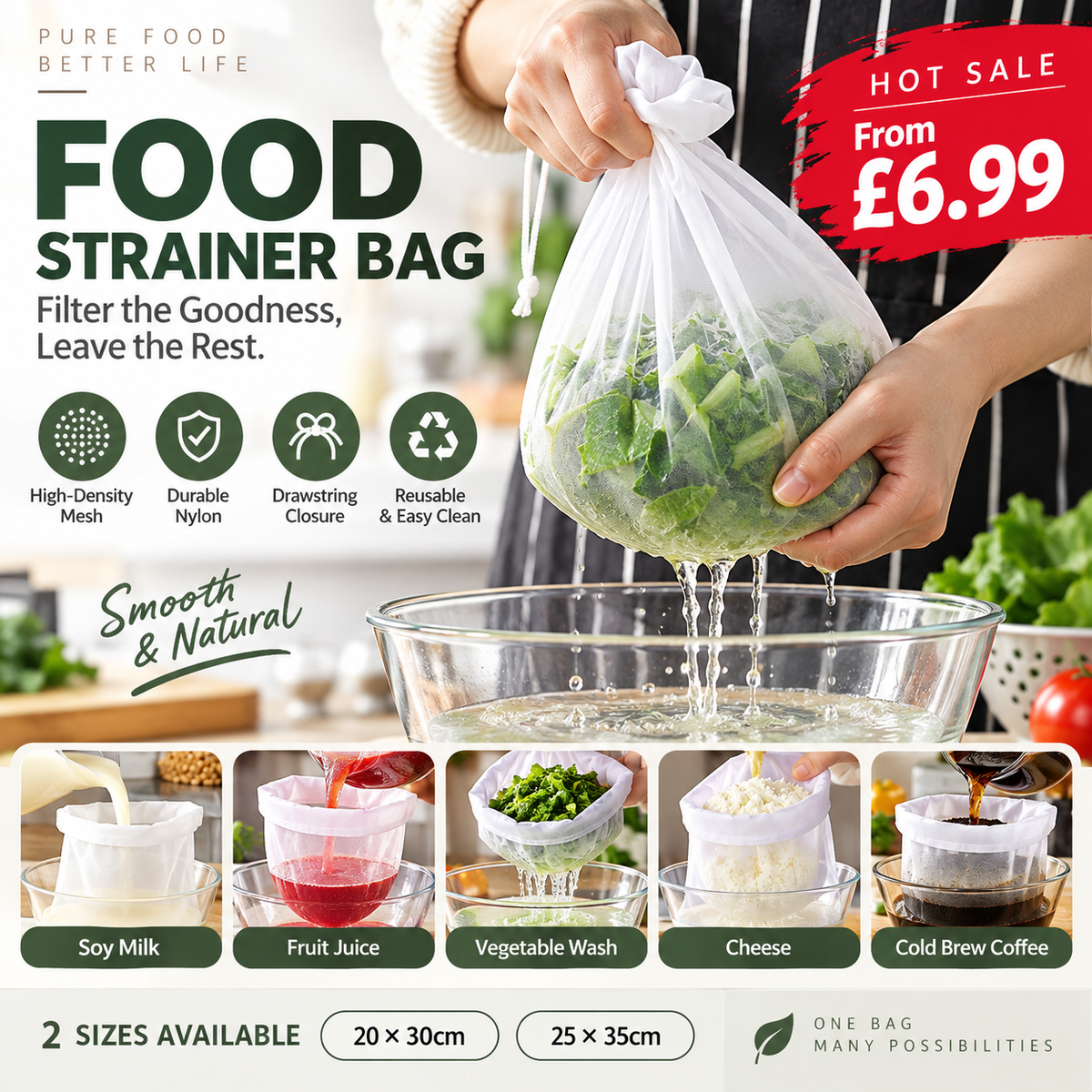 🥳HOT SALE🥳💞10K+ SOLD! Strainer Bag – From £6.99! High-density mesh, drawstring & reusable. Smooth filtering – grab yours! ✅