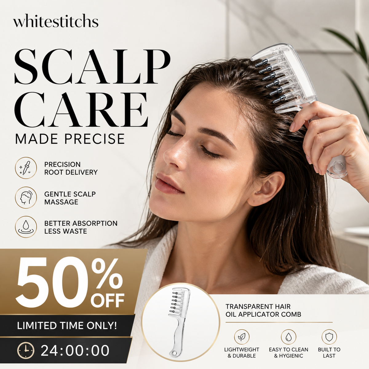 🥳HOT SALE🥳💞10K+ SOLD! Hair Oil Comb – From £6.99! Precision rollers, even dispensing & scalp massage. No waste, no mess – grab yours! ✅