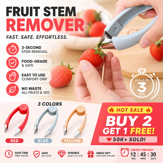 🥳HOT SALE🥳💞50K+ SOLD! Fruit Stem Remover – BUY 2 GET 1 FREE! 3-second hulling, food-grade & safe. Prep fast – grab yours! ✅