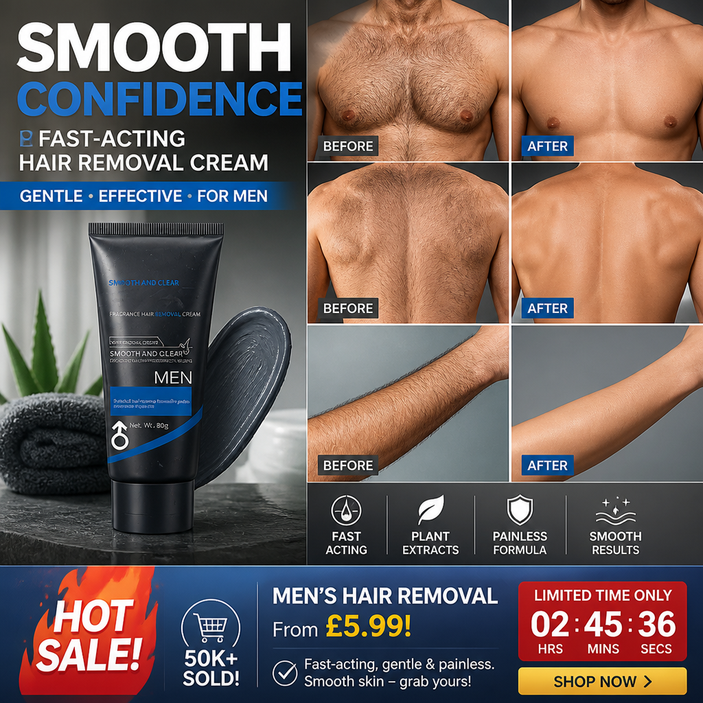 🥳HOT SALE🥳💞50K+ SOLD! Men's Hair Removal – From £5.99! Fast-acting, gentle & painless. Smooth skin – grab yours! ✅