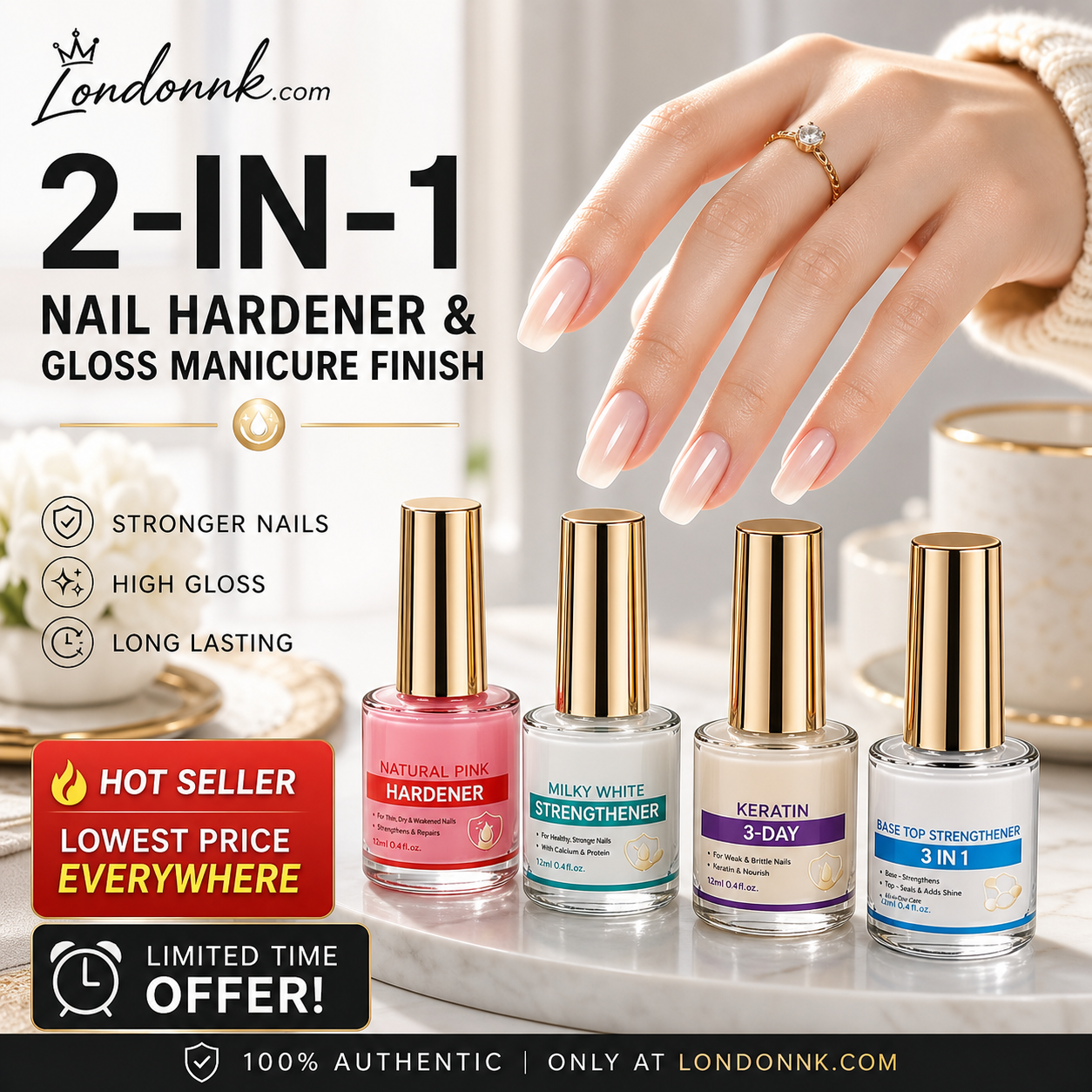 📢📢50% OFF !! ⏰Lilac Glossy Mirror Nail Strengthener