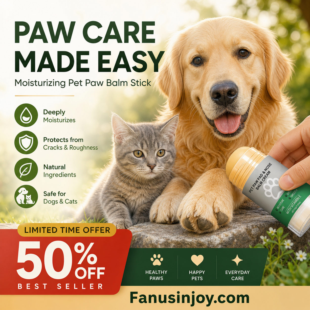 💥Buy 3 Get 2 Free！🐈🐕Your furry friend's paws deserve care！🐾Moisturizing Pet Paw Balm Stick